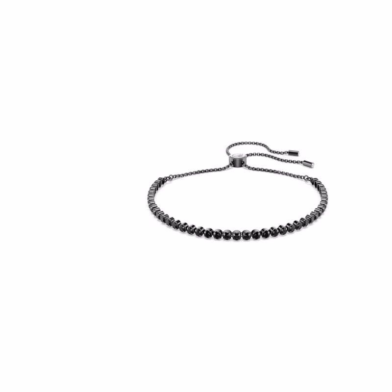 Matrix Tennisarmband, Blandade Runda Slipningar, Svart, RuteniumpläTerad