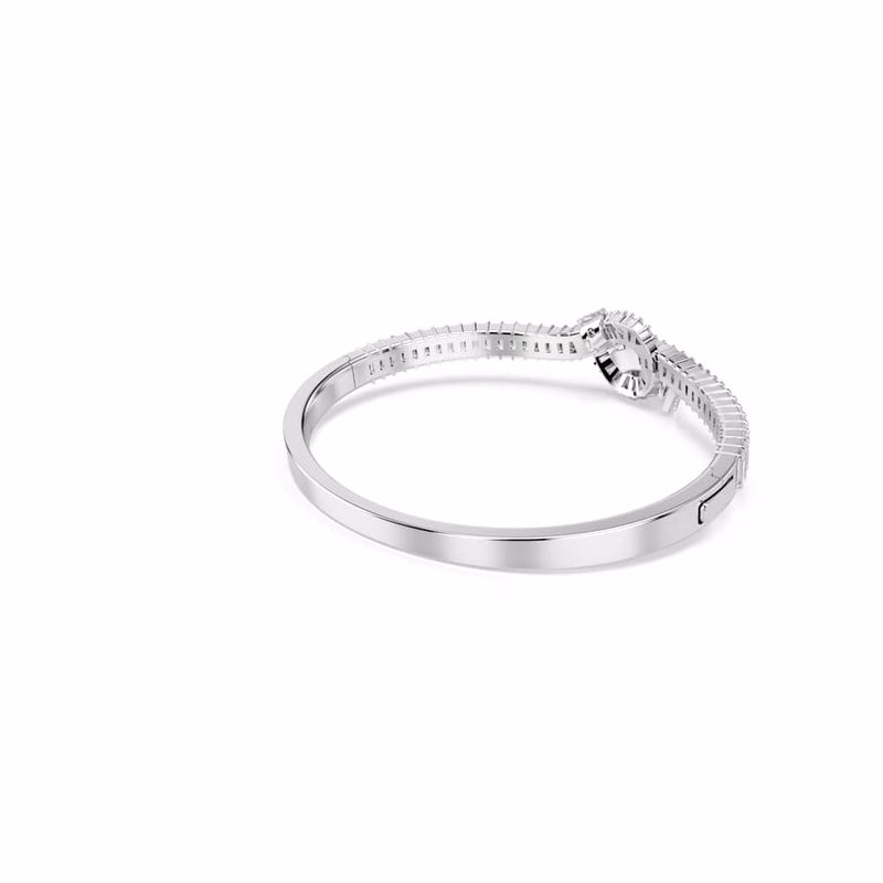Matrixarmband, Baguetteslipat, Knut, Vitt, RodiumpläTerat