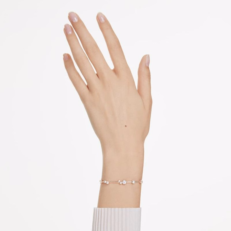 Constella Tennisarmband, KristallpäRla, Runda Slipningar, Vit, RoséGuldpläTerad