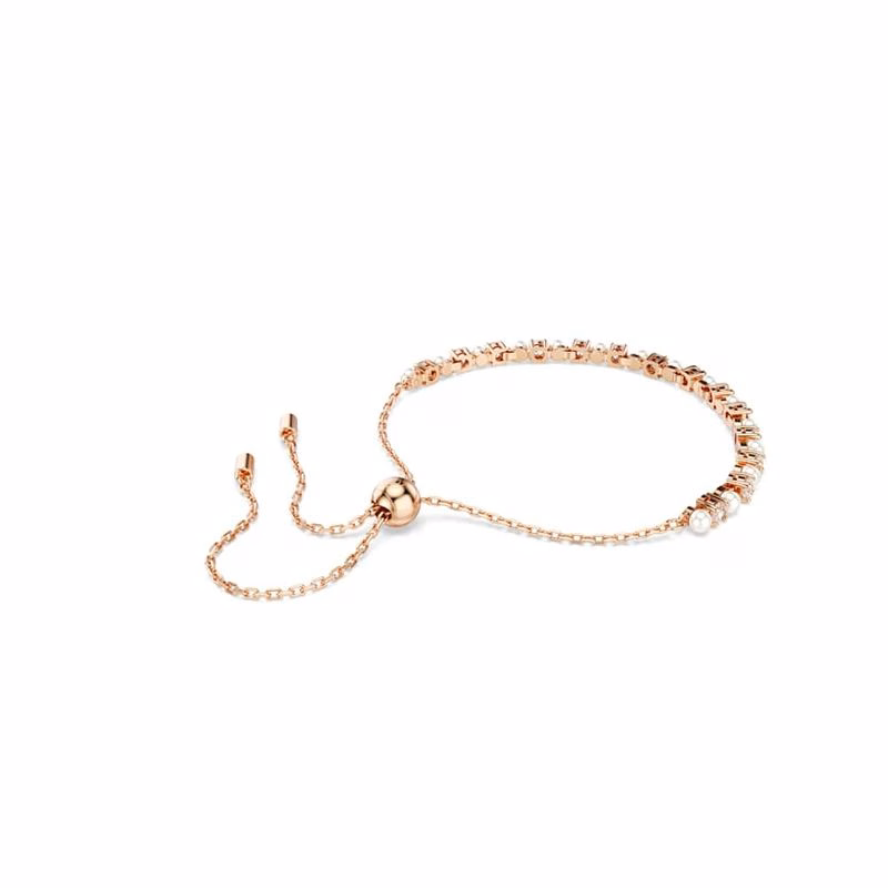 Matrix Tennisarmband, KristallpäRla, Runda Slipningar, Vit, RoséGuldpläTerad