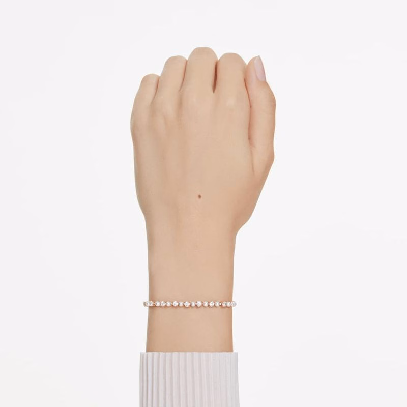 Matrix Tennisarmband, KristallpäRla, Runda Slipningar, Vit, RoséGuldpläTerad