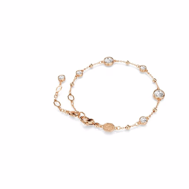 Imber Armband, Runt Slipat, Vitt, RoséGuldpläTerat