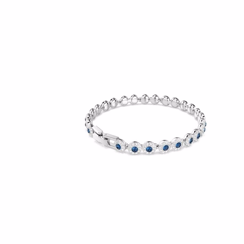 Una Angelic Tennisarmband, Runt Slipat, BlåTt, RodiumpläTerat