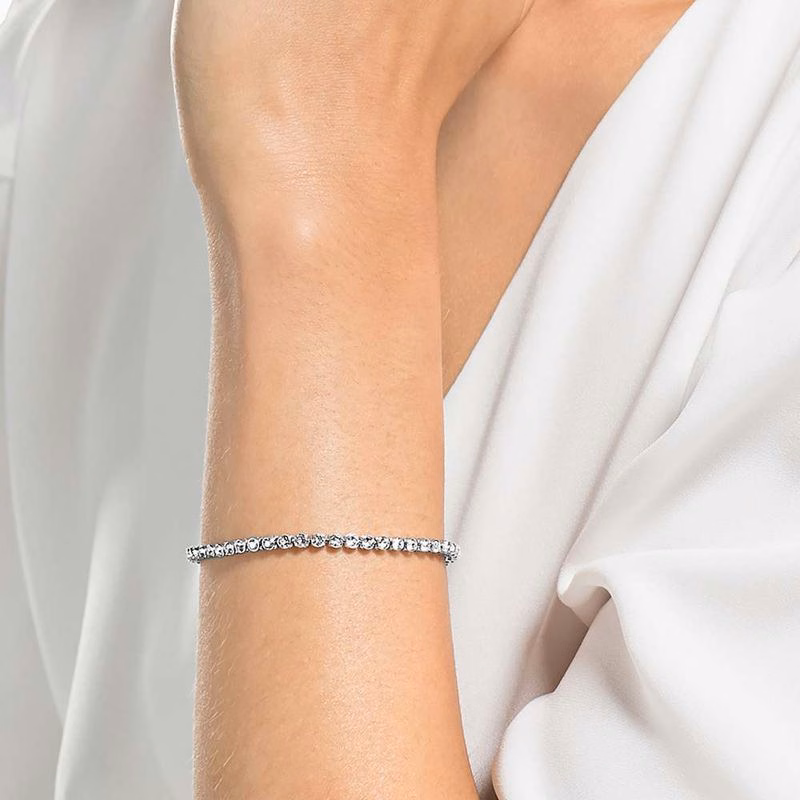 Imber Emily Tennisarmband, Runt Slipat, Svart, RodiumpläTerat