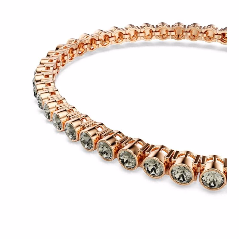 Imber Emily Tennisarmband, Runt Slipat, Svart, RoséGuldpläTerad