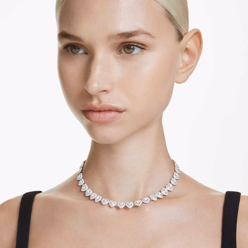 Ariana Grande X Swarovski Tennishalsband, Blandade Storlekar, HjäRta, Vitt, RodiumpläTerat