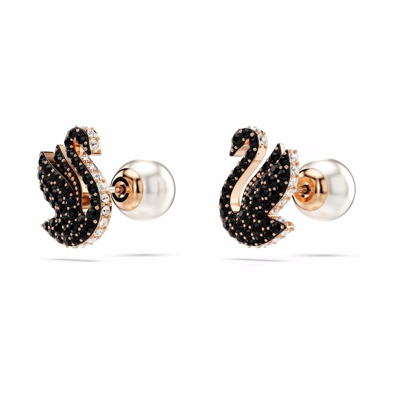 Swarovski Swan öRhäNgen, Svarta, RoséGuldöVerdrag