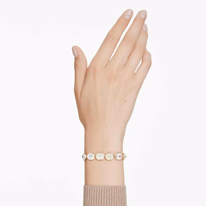 Chroma Tennisarmband, åTtkantig Slipning, FlerfäRgad, GuldpläTerad