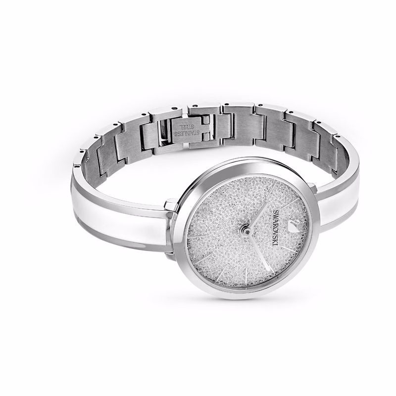 Crystalline Delight-Klocka, Metallarmband, Vit, Rostfritt StåL