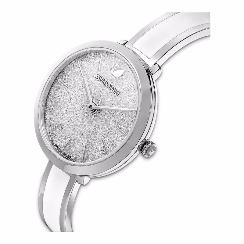 Crystalline Delight-Klocka, Metallarmband, Vit, Rostfritt StåL