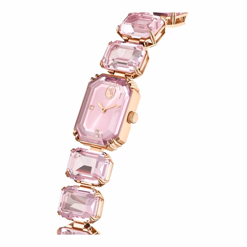 Klocka, åTtkantigt Slipat Armband, Rosa, RoséGuldtonad Finish