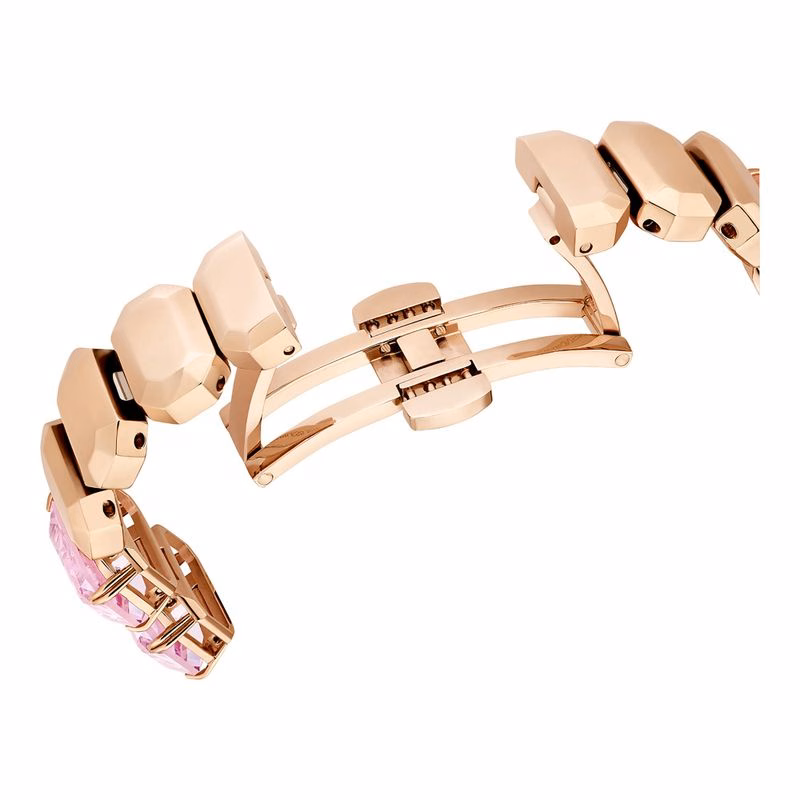 Klocka, åTtkantigt Slipat Armband, Rosa, RoséGuldtonad Finish
