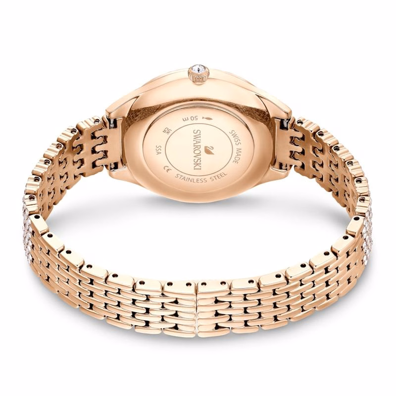 Attract-Klocka, Tillverkad I Schweiz, PavéBelagd, Metallarmband, RoséGuldton, RoséGuldtonad Finish