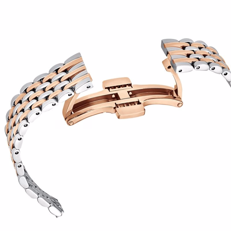 Kristallin Aura-Klocka, Tillverkad I Schweiz, Metallarmband, RoséGuldton, Blandade Metallfinisher