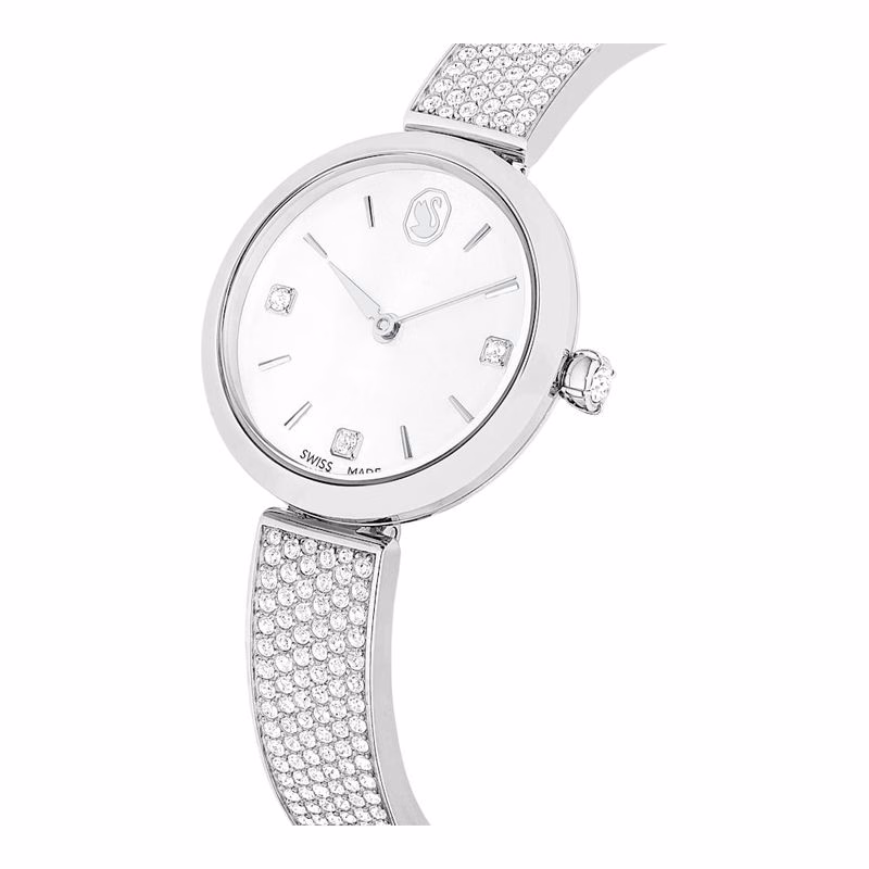 Illumina-Klocka, Tillverkad I Schweiz, Metallarmband, SilverfäRgad, Rostfritt StåL
