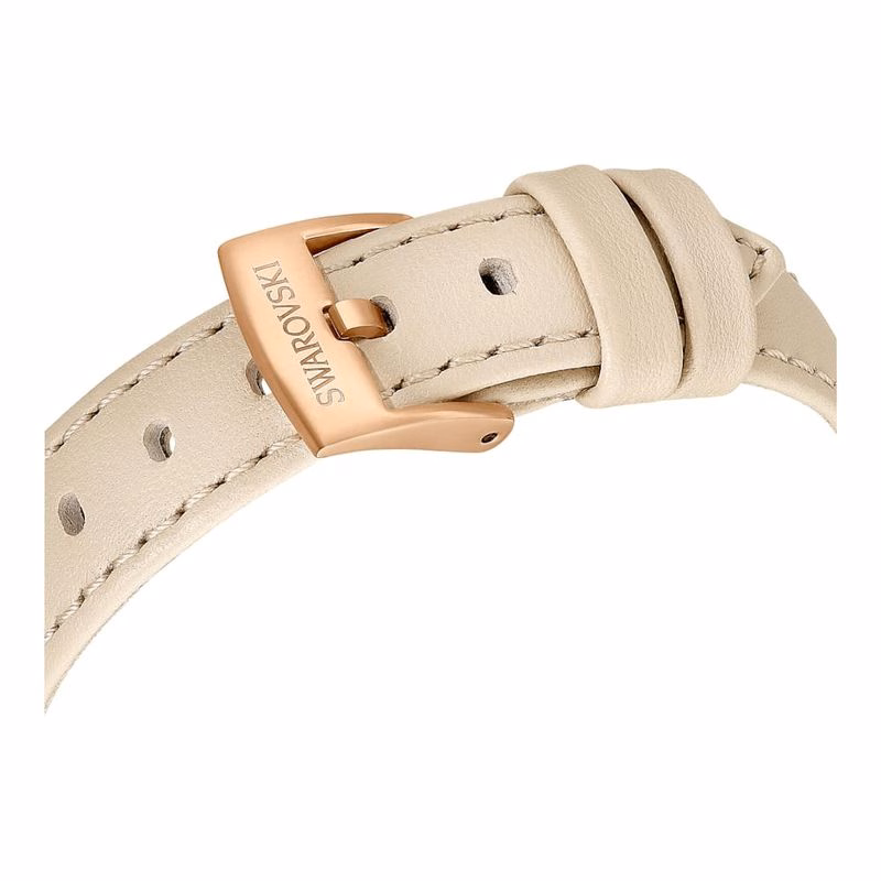 Certa-Klocka, Tillverkad I Schweiz, LäDerarmband, Beige, RoséGuldtonad Finish