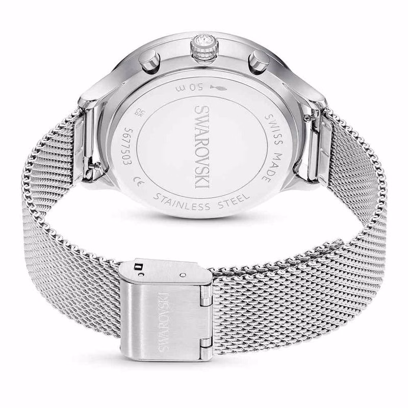 Nova Chrono-Klocka, Tillverkad I Schweiz, Metallarmband, SilverfäRgad, Rostfritt StåL