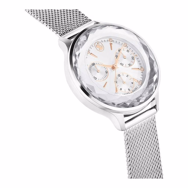Nova Chrono-Klocka, Tillverkad I Schweiz, Metallarmband, SilverfäRgad, Rostfritt StåL