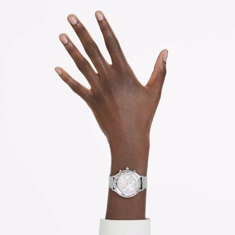 Nova Chrono-Klocka, Tillverkad I Schweiz, Metallarmband, SilverfäRgad, Rostfritt StåL