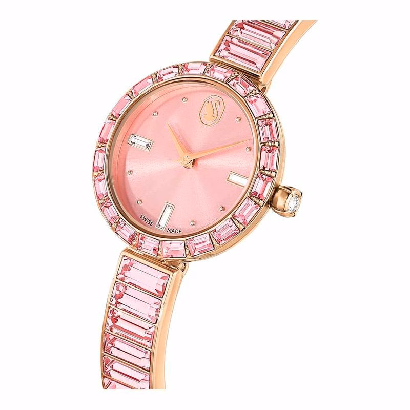 Matrix Armbandsklocka, Tillverkad I Schweiz, Kristallarmband, Rosa, RoséGuldtonad Finish