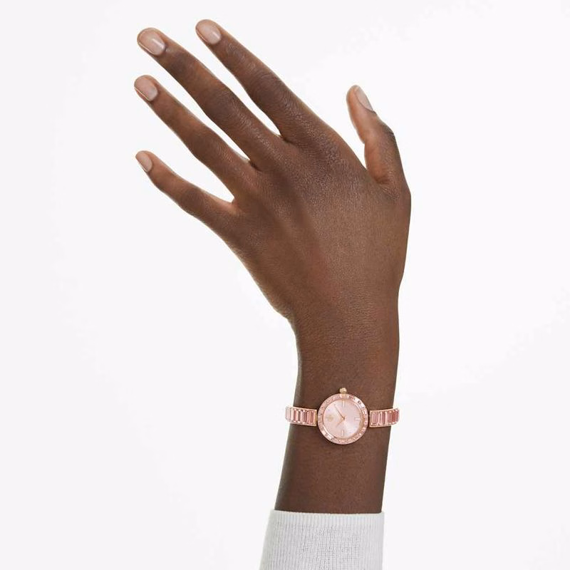 Matrix Armbandsklocka, Tillverkad I Schweiz, Kristallarmband, Rosa, RoséGuldtonad Finish