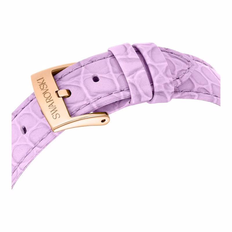Octea Chrono-Klocka, Tillverkad I Schweiz, LäDerarmband, Lila, RoséGuldtonad Finish