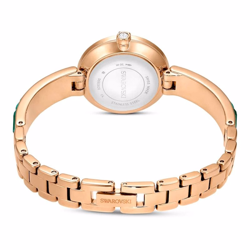 Matrix Armbandsklocka, Tillverkad I Schweiz, Kristallarmband, GröN, ChampagneguldfäRgad Finish