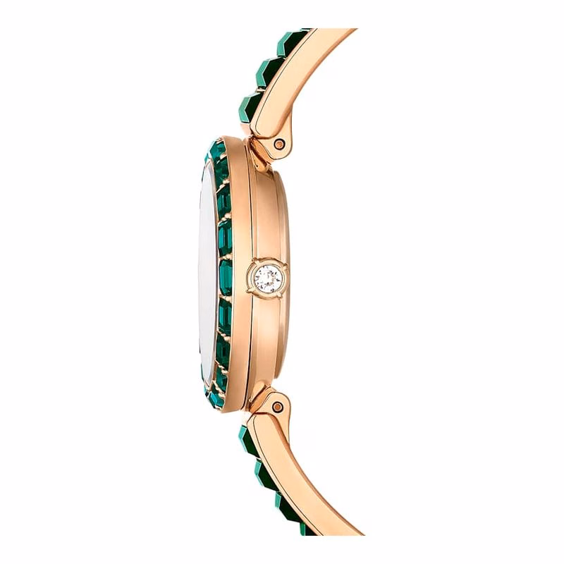 Matrix Armbandsklocka, Tillverkad I Schweiz, Kristallarmband, GröN, ChampagneguldfäRgad Finish