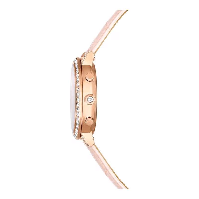 Matrix Tennis Chrono-Klocka, Tillverkad I Schweiz, LäDerarmband, Rosa, RoséGuldtonad Finish