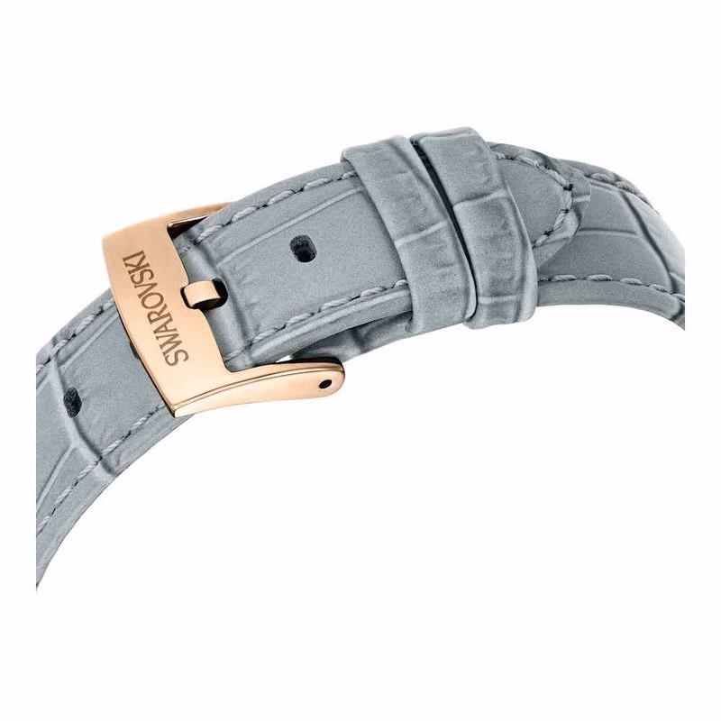 Matrix Tennis Chrono-Klocka, Tillverkad I Schweiz, LäDerarmband, Grå, ChampagneguldfäRgad Finish
