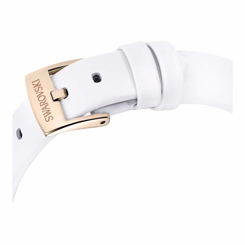 Matrix Tennisklocka, Tillverkad I Schweiz, LäDerarmband, Vit, ChampagneguldfäRgad Finish