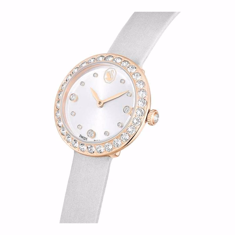 Matrix Tennisklocka, Tillverkad I Schweiz, LäDerarmband, Grå, RoséGuldtonad Finish