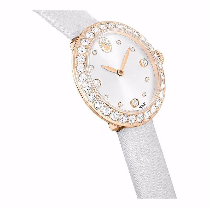 Matrix Tennisklocka, Tillverkad I Schweiz, LäDerarmband, Grå, RoséGuldtonad Finish