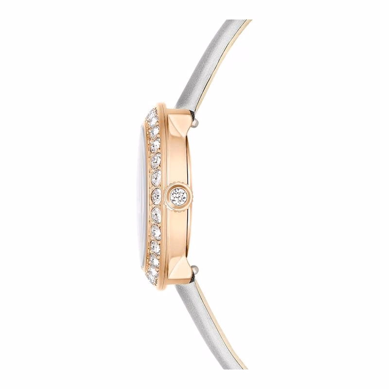 Matrix Tennisklocka, Tillverkad I Schweiz, LäDerarmband, Grå, RoséGuldtonad Finish