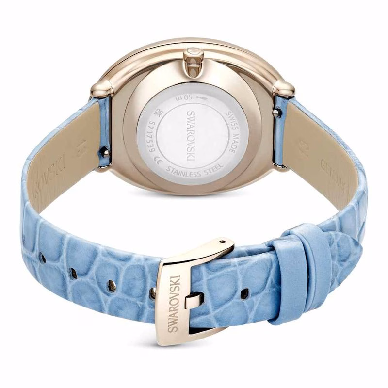 Imber-Klocka, Tillverkad I Schweiz, LäDerarmband, Blå, ChampagneguldfäRgad Finish