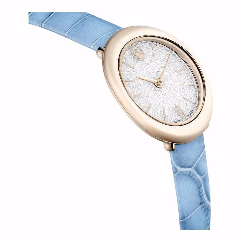 Imber-Klocka, Tillverkad I Schweiz, LäDerarmband, Blå, ChampagneguldfäRgad Finish