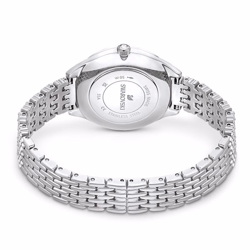Attract-Klocka, Tillverkad I Schweiz, PavéBelagd, Metallarmband, SilverfäRgad, Rostfritt StåL