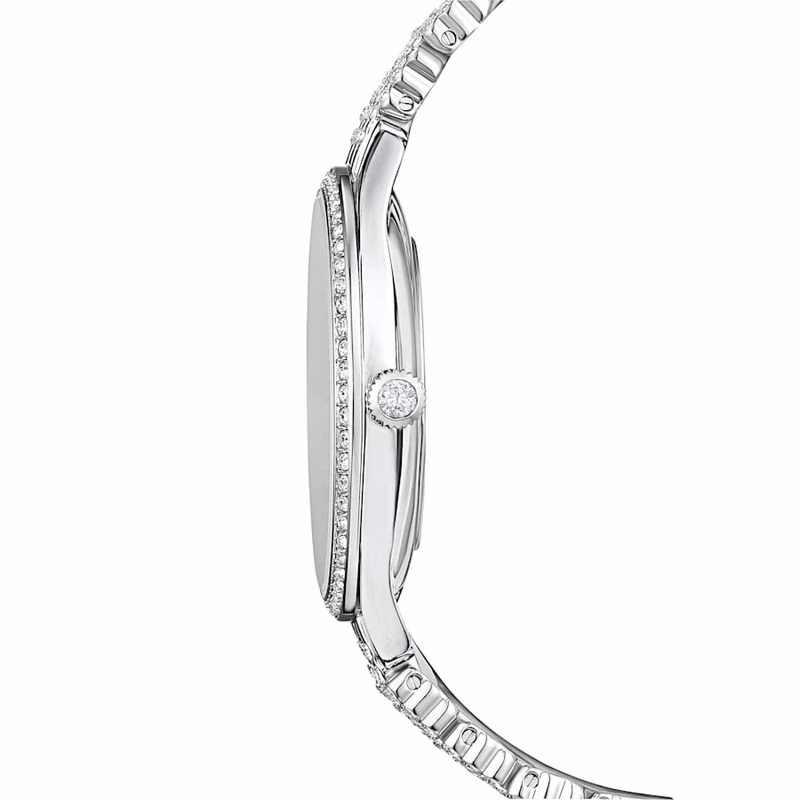 Attract-Klocka, Tillverkad I Schweiz, PavéBelagd, Metallarmband, SilverfäRgad, Rostfritt StåL